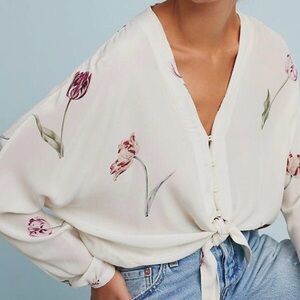 Rails | Sloane Tulips Long Sleeve Blouse Ivory